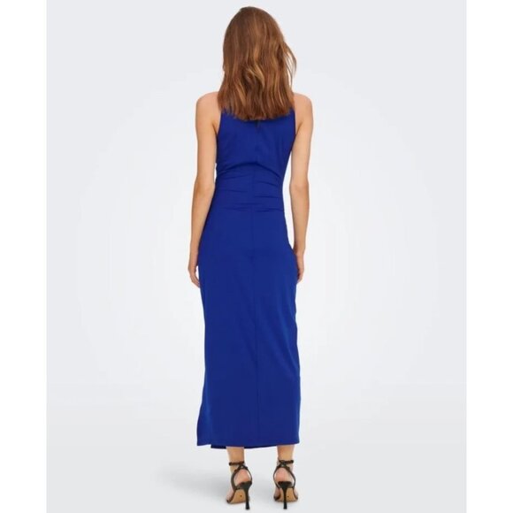ONLY Pleated Bodycon Midi Dress Blue Size M - Picture 4 of 9